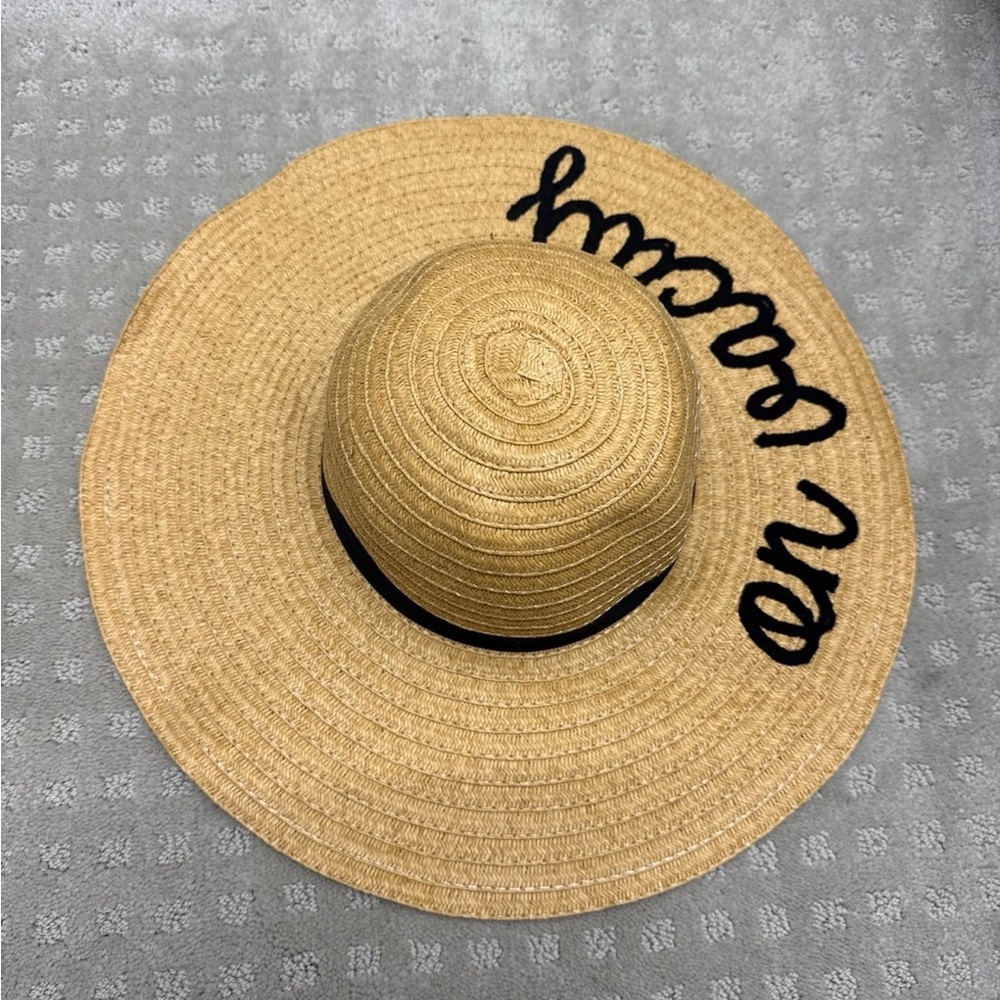 Kids Tan Sun Hat with Black Embroidery